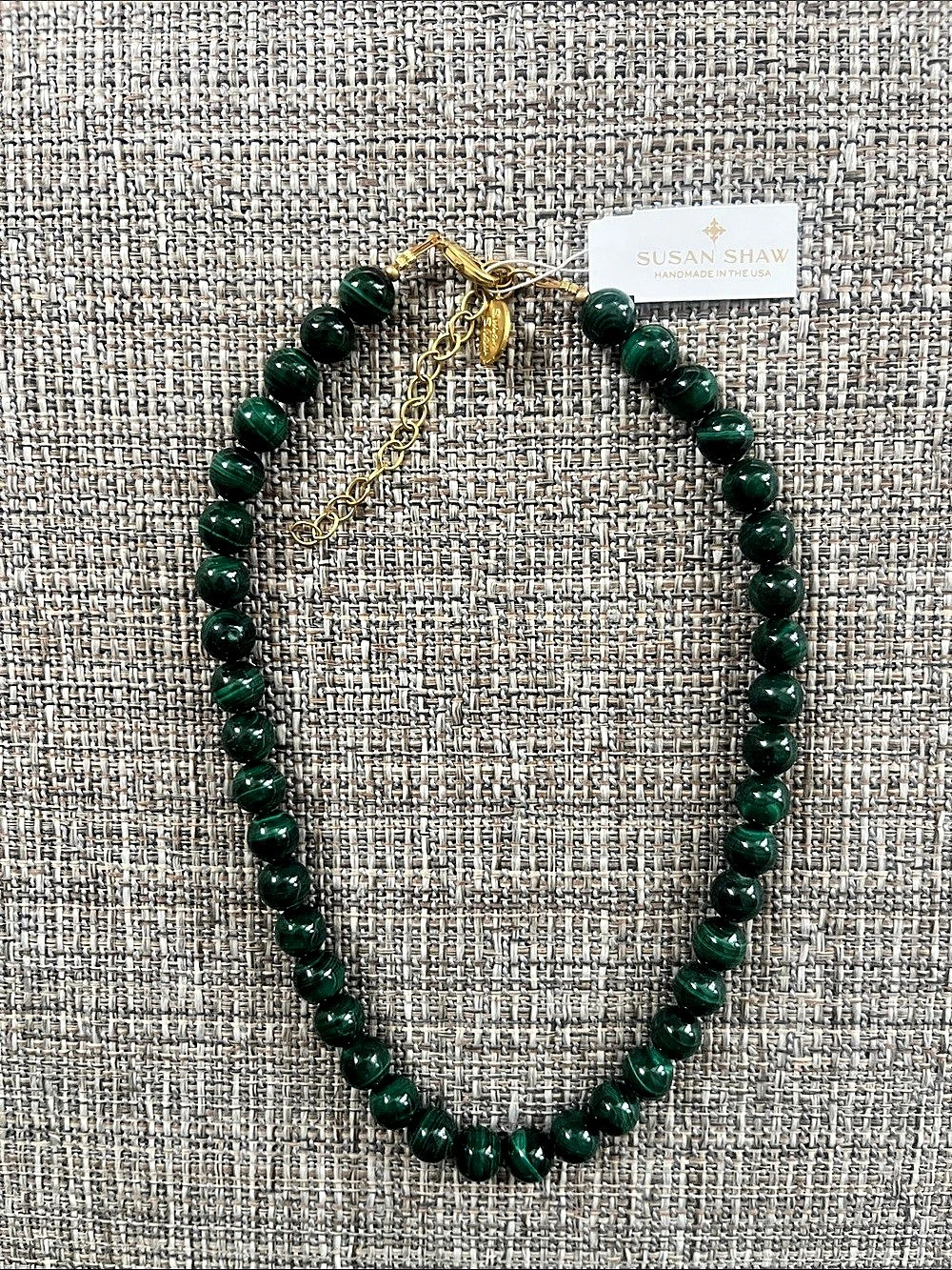 Susan Shaw Malachite Necklace - Green & Gold